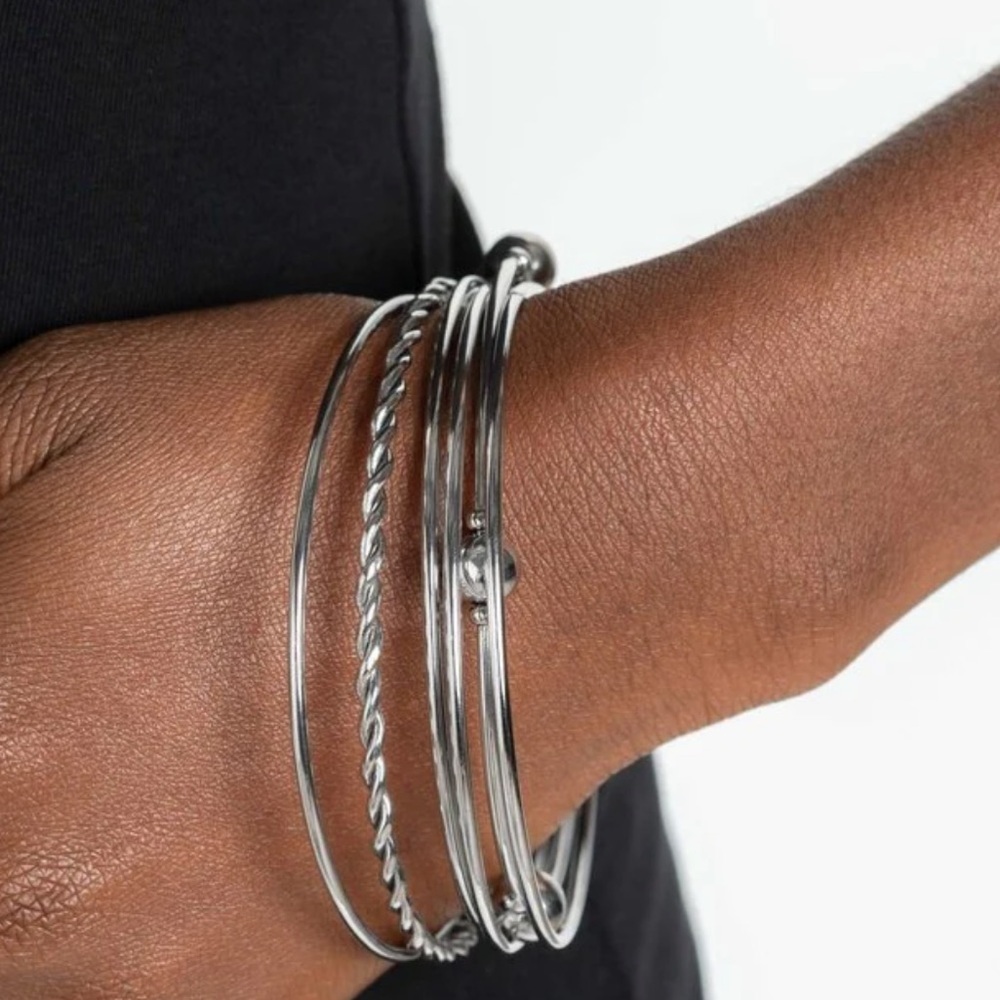 Lost and Found Silver Bangle Set NWT